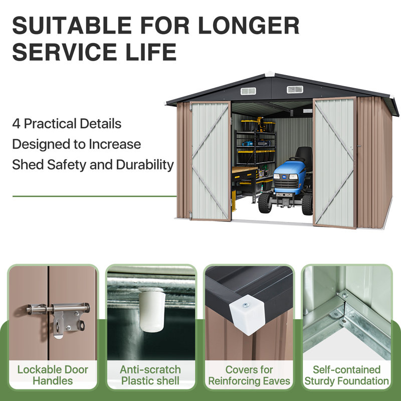 JolyDale 10 Ft. W X 12 Ft. D Outdoor Metal Storage Shed & Reviews